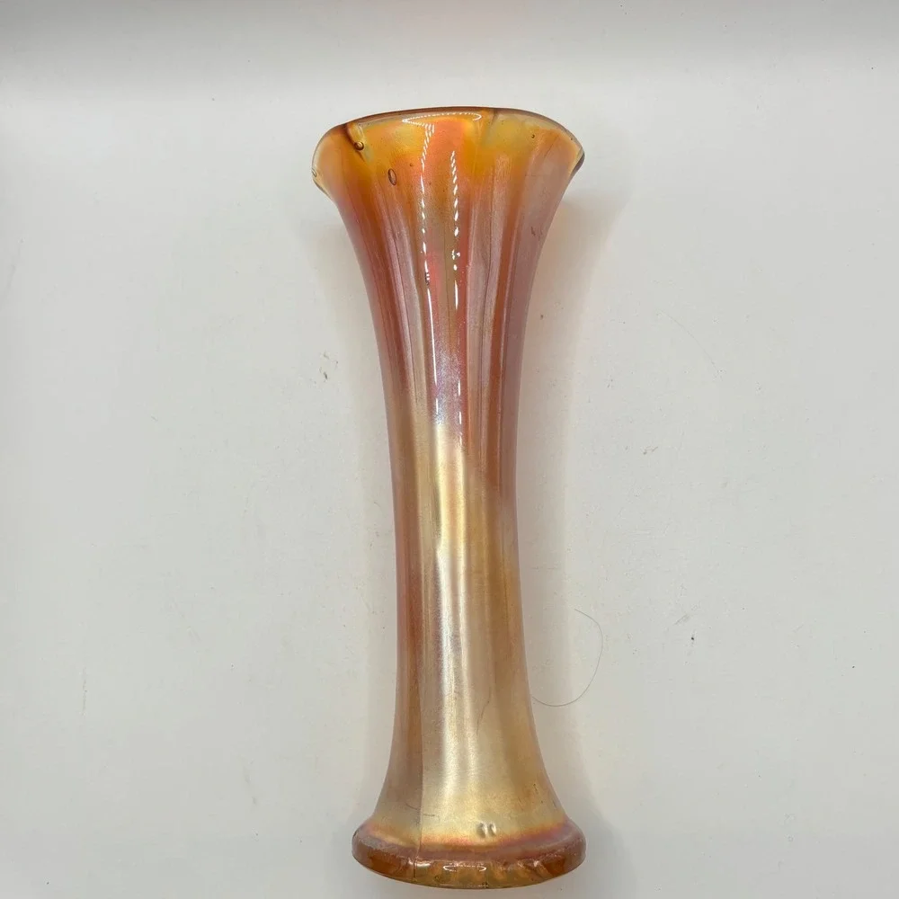 Imperial Glass Marigold Carnival Glass Vase 9 Inch‎ Vintage Fluted Iridescent